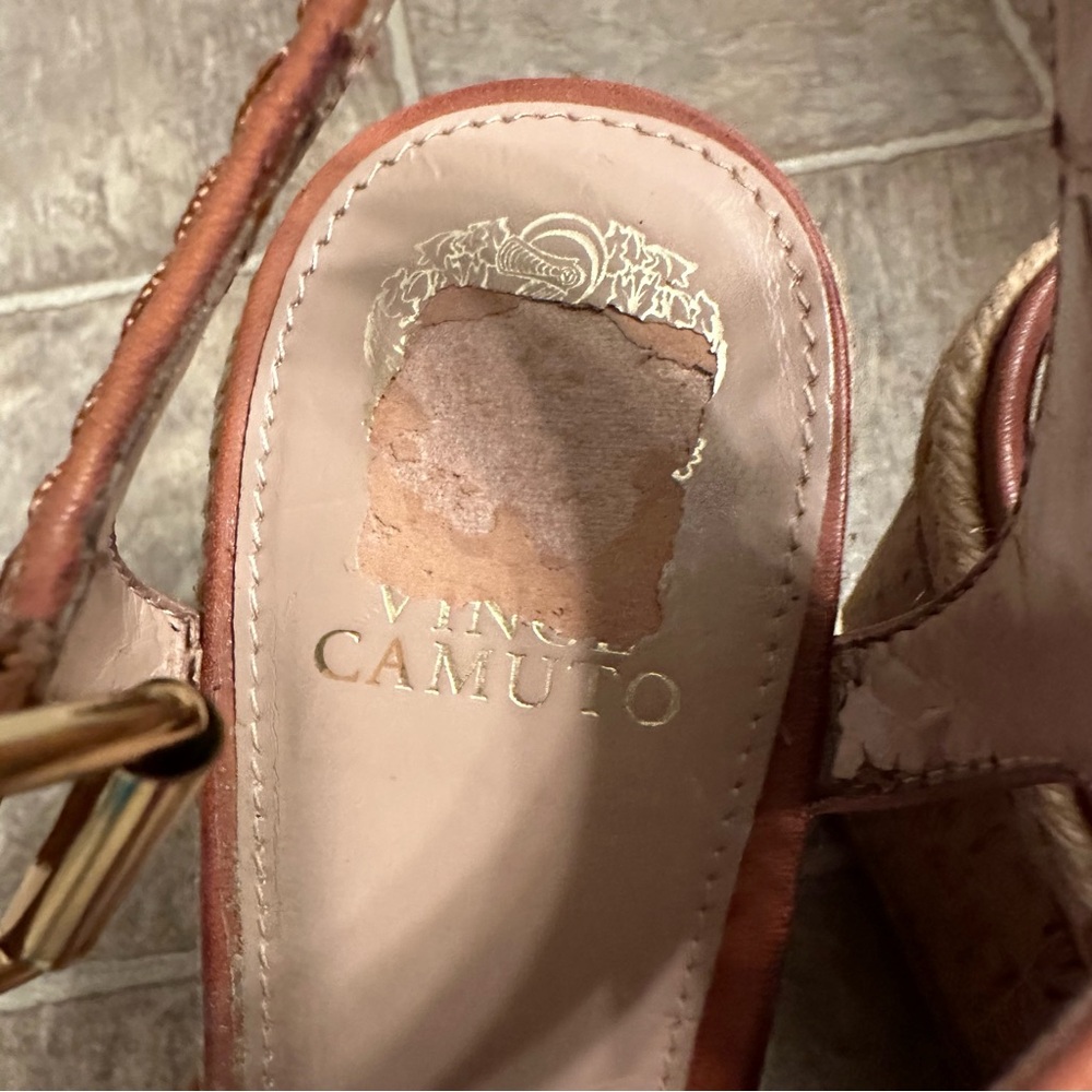 Vince Camuto Brown Leather Casual Heeled Wedge Sandals US 10/EU 40 - Picture 3 of 9
